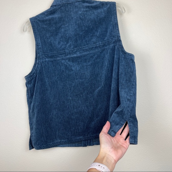 VINTAGE Blue Cord Button-Up Vest - Picture 4 of 7